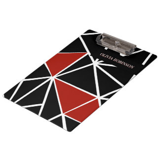 Pranchetas Padrão geométrico preto e vermelho elegante