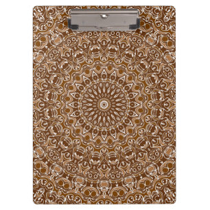 Pranchetas Padrão Mandala Marrom e Branco Chocolate