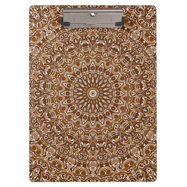Pranchetas Padrão Mandala Marrom e Branco Chocolate (Frente)