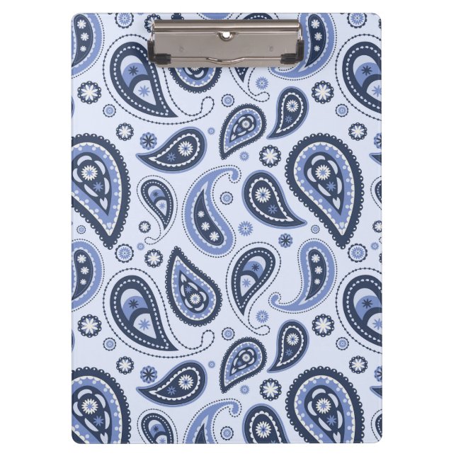 Pranchetas Padrão Paisley Azul (Frente)