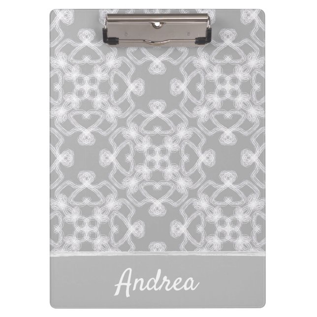 Pranchetas Padrão personalizado branco e cinza (Frente)