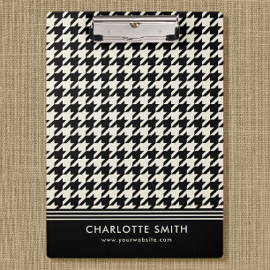 Pranchetas Padrão profissional de houndstooth preto esbranqui