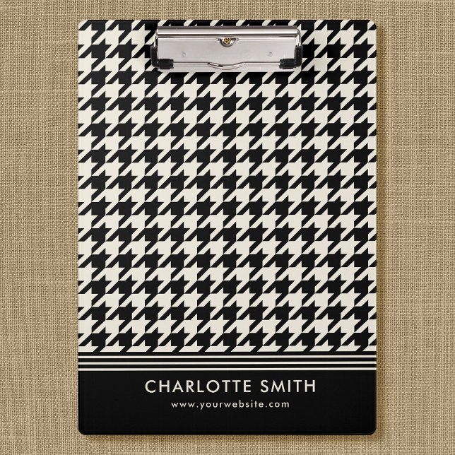 Pranchetas Padrão profissional de houndstooth preto esbranqui (Criador carregado)