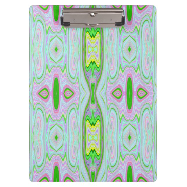 Pranchetas Padrão retroAbstrato cor-de-rosa, Verde limão e ág (Frente)