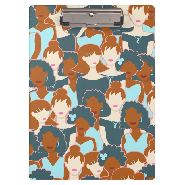 Pranchetas Padrão sem costura com garotas negras e brancas (Frente)