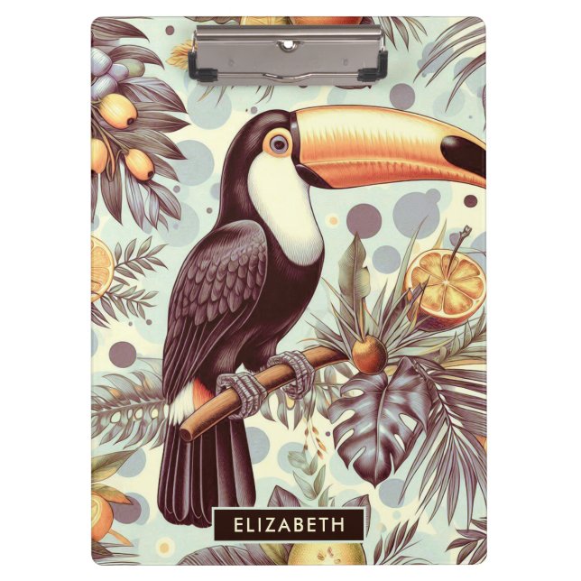 Pranchetas Padrão tropical Vintage Toucan (Frente)