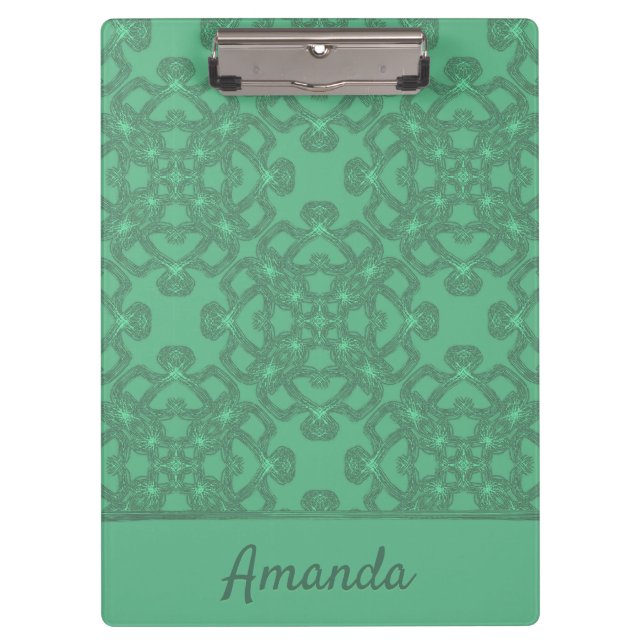 Pranchetas Padrão verde-menta personalizado (Frente)