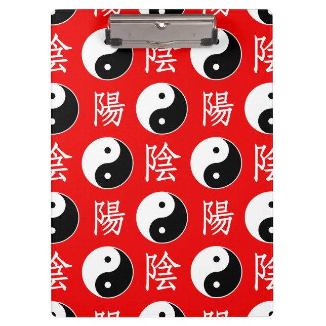 Pranchetas Padrão Yinyang Chinês de Fundo Vermelho (Frente)