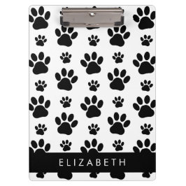 Pranchetas Padrões de pata, patas de cão, preto e branco, seu