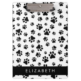 Pranchetas Padrões de pata, patas de cão, preto e branco, seu