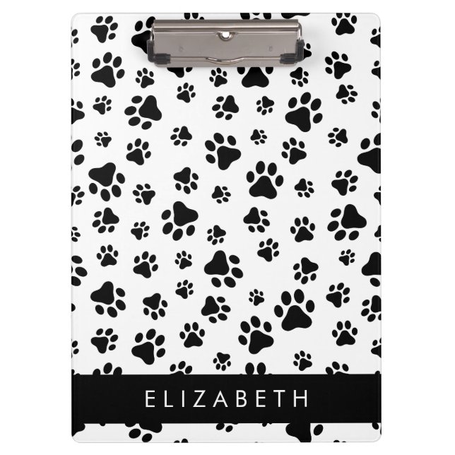 Pranchetas Padrões de pata, patas de cão, preto e branco, seu (Frente)