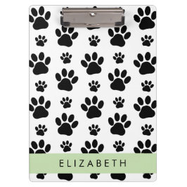 Pranchetas Padrões de pata, patas de cão, preto e branco, seu