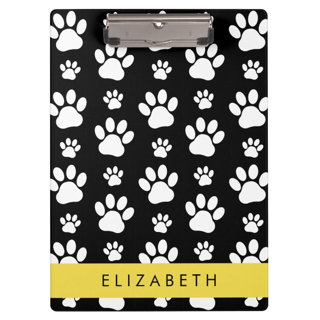 Pranchetas Padrões de pata, patas de cão, preto e branco, seu (Frente)