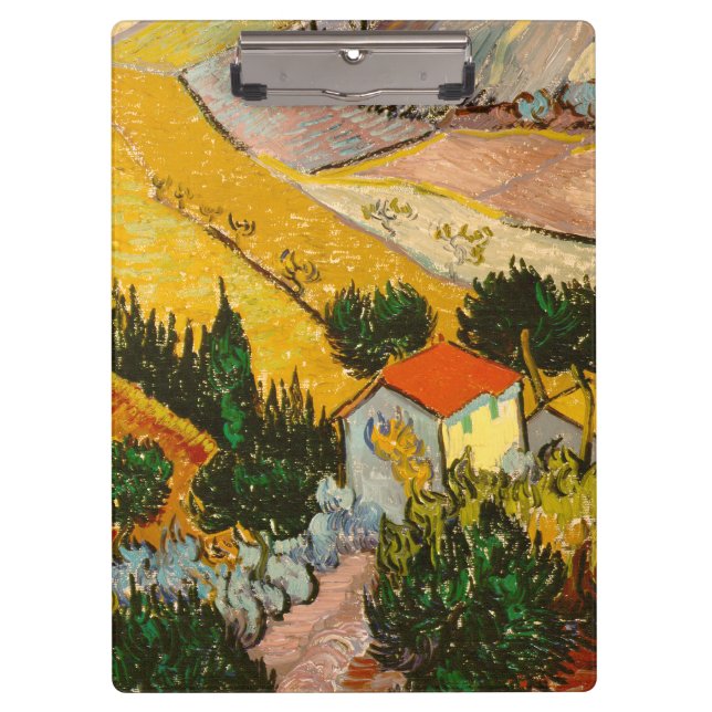 Pranchetas Paisagem com House e Ploughma Vincent van Gogh (Frente)