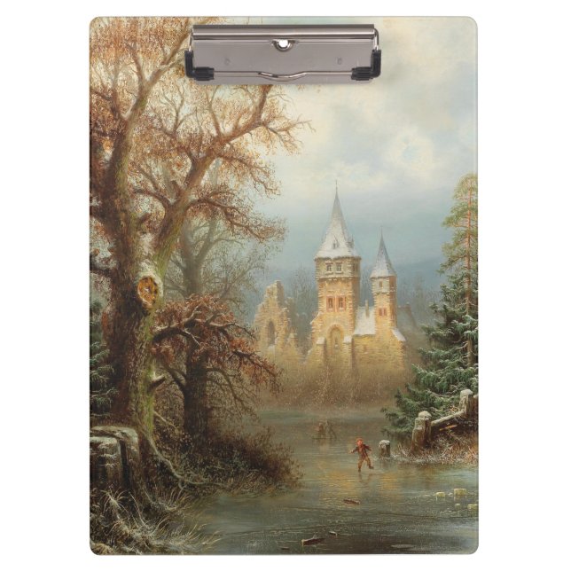 Pranchetas Paisagem Romântica de inverno com Patinadores de G (Frente)