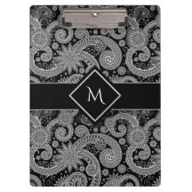 Paisley Monocromo com Moldura Inicial