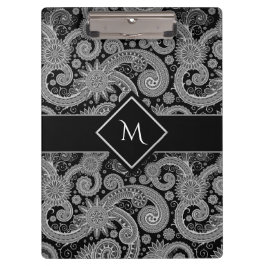 Pranchetas Paisley Monocromo com Moldura Inicial