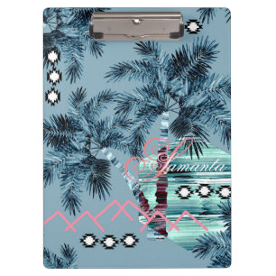 Pranchetas Palm havaiano azul preto monograma personalizado