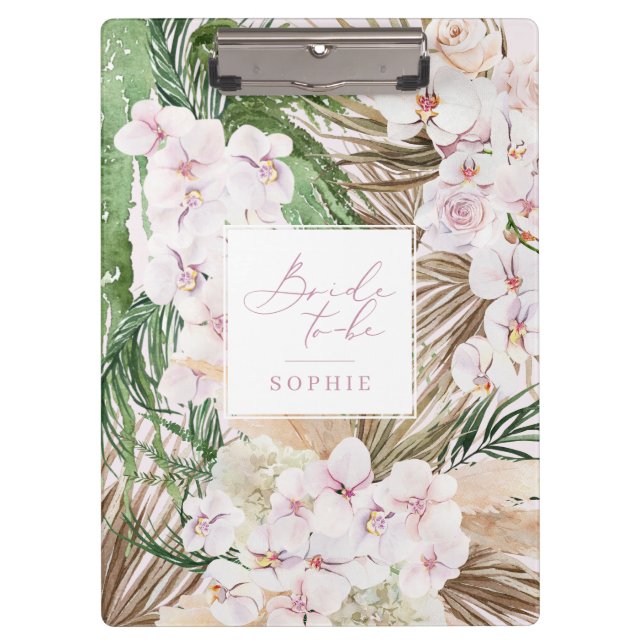 Pranchetas Pampas, orquídea, noiva de folhagem tropical (Frente)