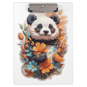 Pranchetas Panda Bear com flores selvagens
