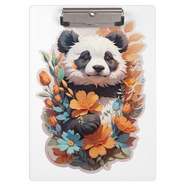 Pranchetas Panda Bear com flores selvagens (Frente)
