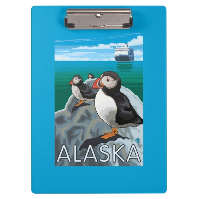 Pranchetas Papagaio-do-mar que olham um navio de cruzeiros (Frente)