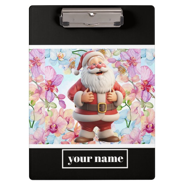 Pranchetas Papai Noel Caprichoso Fofo com Floral (Frente)