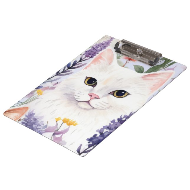 Pranchetas Papéis Digitais De Gatos Florais De Aquarelas (Inclinado)