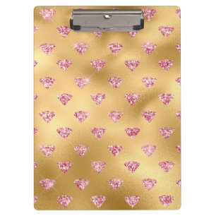 Pranchetas Papel alumínio dourado e diamantes de brilho Glam