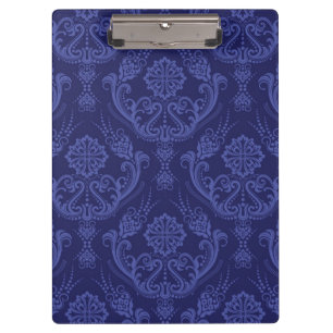Pranchetas Papel de parede floral azul luxuoso do damasco