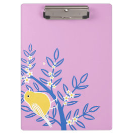 Pranchetas Pássaro Amarelo Ilustrado em um Fundo Rosa