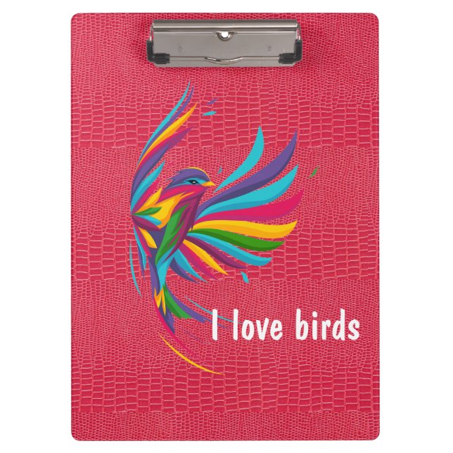 Pranchetas Pássaro Colorido Com Área De Transferência De Pele (Frente)