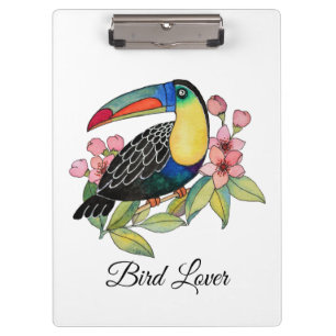 Pranchetas Pássaro de Toucan da aguarela com flores