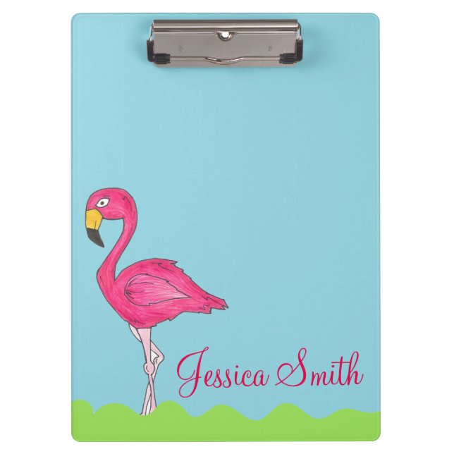 Pranchetas Pássaro Flamingo Rosa, Ilha Tropical Personalizada (Frente)