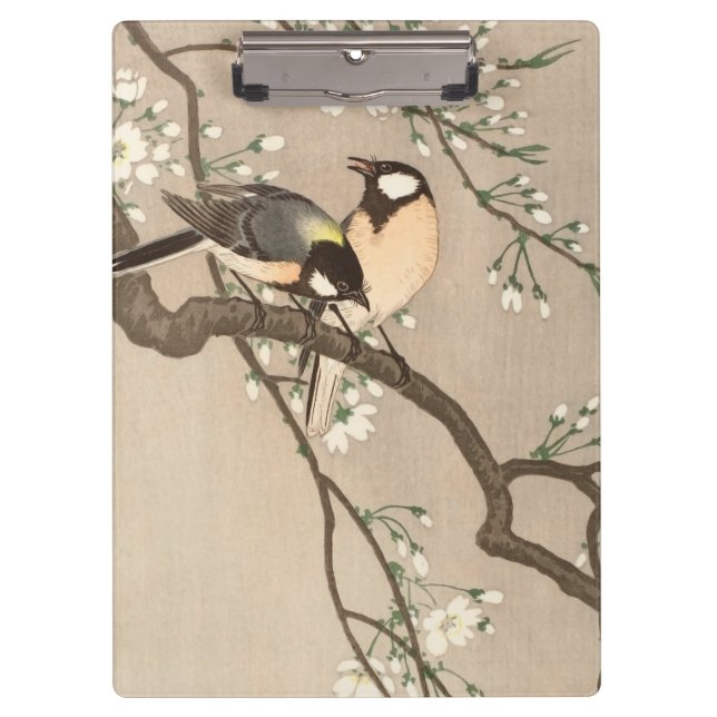 Pranchetas Pássaro Japonês Asiático Ohara Koson Chapim Pássar (Frente)