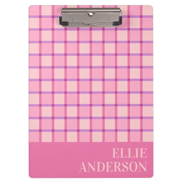 Pranchetas Pastel Rosa Roxo Personalizado Xadrez Moderno (Frente)