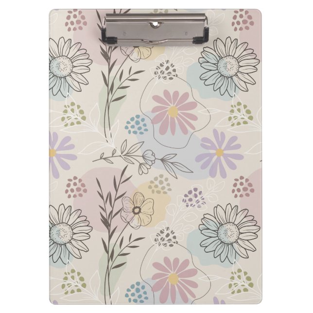 Pranchetas Pastel Wildflower Collage – Chic Floral Geometric  (Frente)