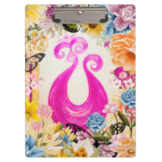 Pranchetas Pavão de ameixa rosa com flores coloridas