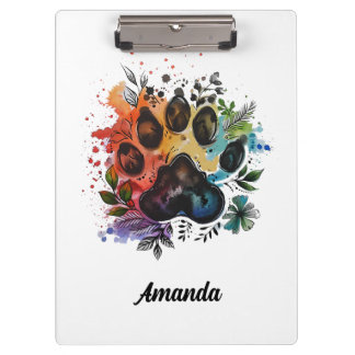 Pranchetas Paw Print Boho Watercolor