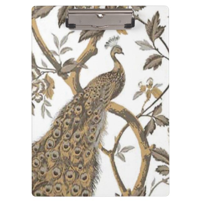Pranchetas Peacock Elegante Na Área De Transferência Branca (Frente)