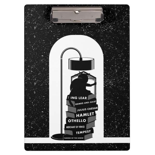 Pranchetas Peças Shakespeare de leitura de gatos brancos e ne (Frente)