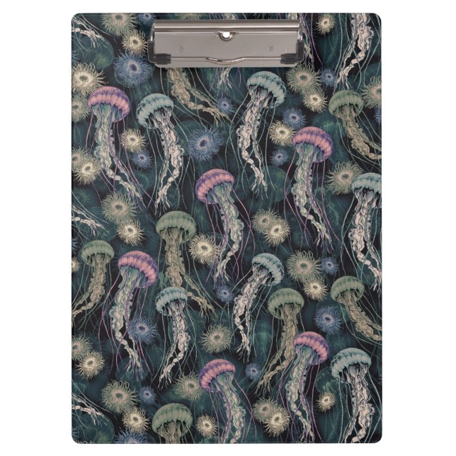 Pranchetas Peixes-judeus etéreos e anêmonas em Teal e Rosa (Frente)