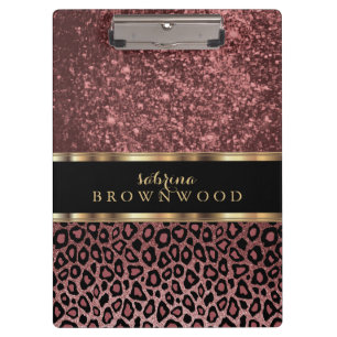 Pranchetas Pele-Leopardo-rosa e glitter-Rosa
