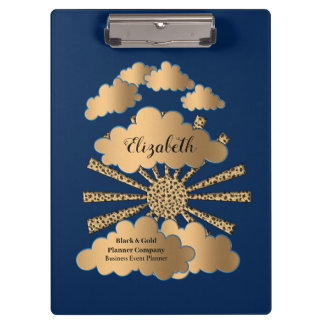 Pranchetas Personalização Elegante Dourada de Negócios Azul M