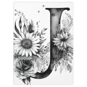 Pranchetas Personalizado - Letra J Floral Watercolor do Profe