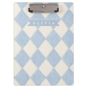 Pranchetas Personalizado Préppy Azul Suave Fofinho Argyle Nom