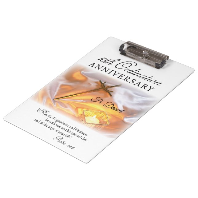 Pranchetas Personalizar, 10º Aniversário da Ordenação, Cross (Inclinado)