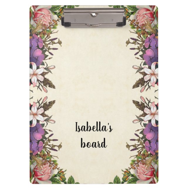 Pranchetas Personalizar Design Floral do Vintage (Frente)