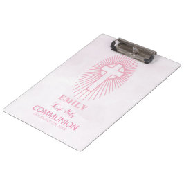 Pranchetas Personalize, Cruz da Primeira Comunhão Rosa Hóstia