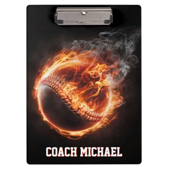 Pranchetas Personalized  Baseball Ball on Fire (Frente)